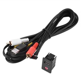 Freeshipping Car AUX Audio 35mm 3 RCA Extension Cable USB Male Dash Flush Mount Adapter Ispwh