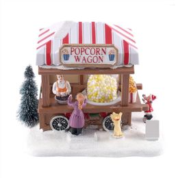 Decorative Plates LED Lighted Christmas Village Houses Multicoloured Vacation With Music Popcorn House