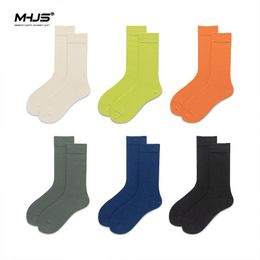 Men's Socks 6 Pairs Women&Men Sports Pack Japanese Original Fashion Fluorescent Solid Color Mujer Skateboard Cotton Chaussettes