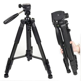 Freeshipping Professional Aluminum Alloy SLR Three Camera Folding Portable Tripod with Ball Head Bag Travel for DSLR Black Q111 Wlbmp