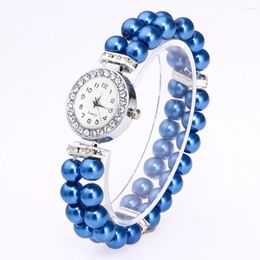 Wristwatches Fashion Quartz Ladies Diamond Crystal Bracelet Watch Women Casual Pearl String Digital Wrist