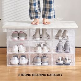 Storage Boxes Bins 6 Pack Transparent shoe box shoes organizers thickened foldable Dustproof storage box Stackable combined shoe cabinet Sale 230410