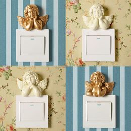 Switch Stickers Resin Angel Figurine Wall Decor Socket Sticker Home Decoration Hanging Craft Light 230410