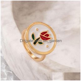 Cluster Rings Pretty Flowers Single Ring For Women Girls Colorf Drip Oil Geometry Alloy Metal Party Jewellery Accessories Drop Dhgarden Dhqts
