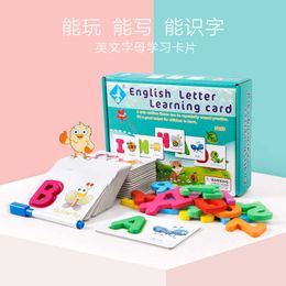 Children's puzzle 26 English letters spelling words; baby's cognitive literacy card; learning enlightenment; early childhood education card