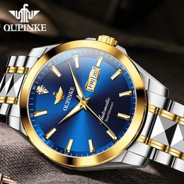 Wristwatches Swiss Brand OUPINKE Mens Watches Miyota Automatic Mechanical Wrist Watch Self Winding Tungsten Steel Male Business Dress 231110