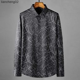 Men's Casual Shirts 2022 Luxury Black Silk Shirt Men Long Sleeves Casual Slim Shirt Business Social Formal Dress Shirts Prom Party Tuxedo Blouse W0410