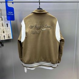 Bird Home Elemental Casual Embroidery Jacket Flap Loose Panel Baseball Jersey Embroidered Khaki Men's Coat Trend