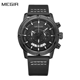 Wristwatches MEGIR Multi-function Sport Men's Watch Chronograph Waterproof Army Military Men Auto Date Fashion Leather Band Clock