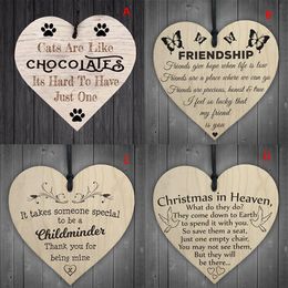 Christmas Wooden Heart Shape Letter Hanging Gift Friendship Plaque Pendant Wine Bottle Decor Pendant Tags LOVE Wood Chip243y