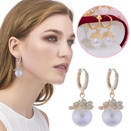 Hoop Earrings 80s Jewelry Cute Clip On Zircon Flower Temperament Ear Buckle Pearl Senior Sense Accessories