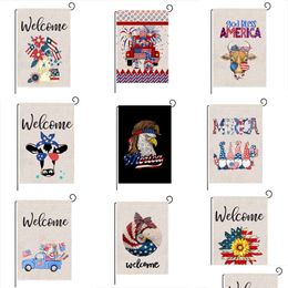 13 Style 47X32Cm Independence Day Garden Flag Accessories Double Sided Printing Spring And Summer Outdoor Welcome Drop Delivery Dhroh