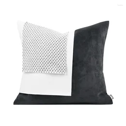 Pillow Modern Velvet Cover Black Grey White Patchwork Throw Pillowcase 48x48cm Home Decorative S For Living Room Sofa