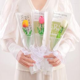 Decorative Flowers Parents' Day Gifts Tulip Flower Bouquet Ins Artificial Mini Homemade Fake Mother's Wedding Home Decor