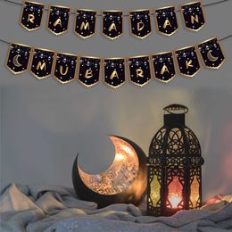 Novelty Items Eid Mubarak Festival Party Wall Hanging Letter RAMADAN MUBARAK Banners Bunting Flag Arab Muslim Mubark Party Decorations Z0411