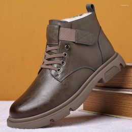 Boots Fujeak Casual Warm Leather Shoes Waterproof Comfortable Ankle Plus Size Trendy Men's Anti-slip Fashion Cotton