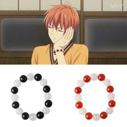 Strand Anime Fruits Basket Sohma Kyo Bracelet Bangle White Red Crystal Agate Bead Cosplay Props Jewelry Gift Accessories