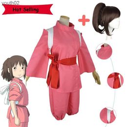 Anime Costumes Hot Anime Movie Spirited ay Cosplay Suits Takino Chihiro Show Comes Kamikakushi Girls Pink Kimono Sets Ladies Party Wig ZLN231111