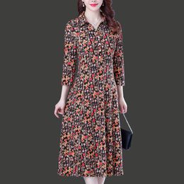 Casual Dresses Women Dress Summer Long Printing Female Fashion Middle Aged Ladies Clothing Vestidos R1289Casual