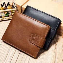 RFID-protected genuine leather men designer wallets male cowhide short style fashion casual coin zero card purses no276