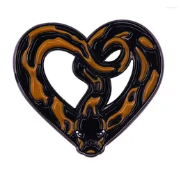 Brooches Black Brown House Mascot Snake Enamel Pin Animal Python Heart Brooch