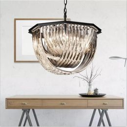 Chandeliers American Black Metal E14 Led Pendant Lights Retro Loft Adjustable Chain Hanging Lamp Living Room Lustre Lamparas Fixtures