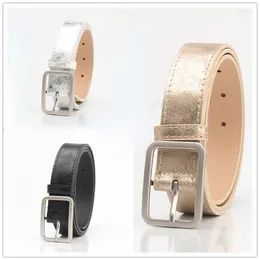 Belts Fashion Bright Surface PU Leather Belt For Women Square Pin Buckle Ladies Dress Jeans Strap Girls Waistband Adjustable