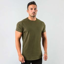Men's T-Shirts Stylish Plain Tops Fitness Mens T Shirt Short Sleeve Muscle Joggers Bodybuilding Tshirt Male Gym Clothes Slim Fit Tee fallow504
