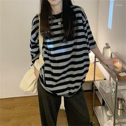 Women's T Shirts Harajuku Striped Women Short Sleeve Oversized Tee Shirt Streetwear T-shirt Couple Tops Summer