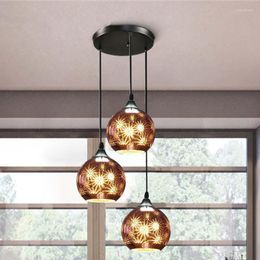 Pendant Lamps Minimalist Cosy Glass Hanging Lights Engraving Spray Painting Chandelier Room Aisle Househould Fancy Christmas Decoration