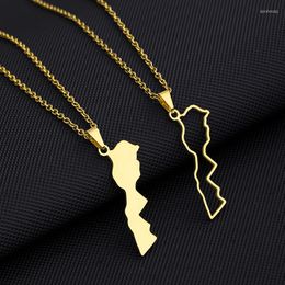 Pendant Necklaces Hip Hop Morocco Map Necklace For Women Men National Day Gift Stainless Stel No Fade Gold Colour Collares De Moda 2023 Mujer