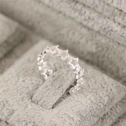 Cluster Rings Korean Hollow Star Adjustable For Female Daily Wearable Accessories Minimalist Trendy Women Girl Silver Colour Ring Jewellery