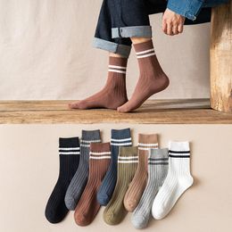 Men's Socks Pairs Leisure Business Loose Men Solid Colors Needles Knitting Striped Cotton WholesaleMen's