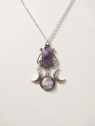 Pendant Necklaces Vintage Crystal Occult Crescent Moon Necklace Elegant Jewellery For Women