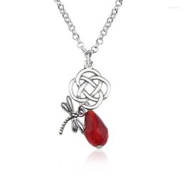 Pendant Necklaces Movie Outlander Necklace Alloy Dragonfly Red Crystal Choker Gift For Women Fashion Dainty Jewellery Birthday Festival
