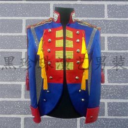 Men's Suits Royal Military Men Designs Stand Collar Homme Terno Stage Costumes For Singers Blazer Splice Dance Jacket Punk Fashion