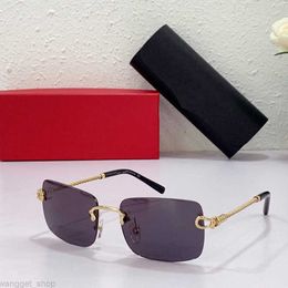 Designer Sunglasses Classic Horseshoe Buckle 0248 Composite Metal Rimless Optical Frame Rectangle Gold Luxury Sunglasses for women Sunshade glass