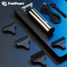 Clippers Trimmers FivePears Professional Hair Clipper T9Vintage T9 USB Rechargeable Shaving Machine For MenHair TrimmerClipper Barber Machine 230411