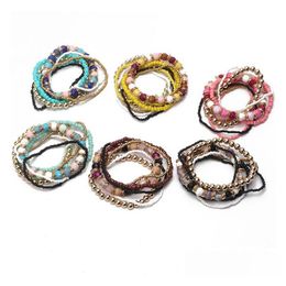 Bohemia Style Women Bracelet Mti-Layer Mash Up Beaded Stretch For Girl Nice Gift 6 Color Wholesale Ship Drop Delivery Dhywz