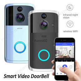 Doorbells Smart Video DoorBell WiFi Visual Doorbell 720P HD 166 Wide-angle Door Bell Phone Intercom PIR Motion Detection Two Way Audio M7 YQ231111