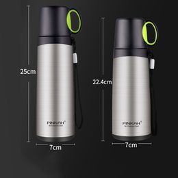 Water Bottles PINKAH Thermos 420ml 520ml Stainless Steel Vacuum Flask Travel Coffee Mug School Insulated Home Cup 230410