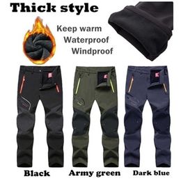 Men's Pants Winter Men's Waterproof Pants Outdoor Hiking Trekking Fishing Camping Sport Trousers Male Casual Velvet Soft Shell Cargo Pants W0414