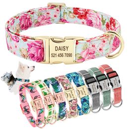 Dog Tag Collar Personalised Pet Puppy Nameplate Collar Custom Nylon Engraved Cat Dog ID Collars Adjustable for Medium Large Dogs