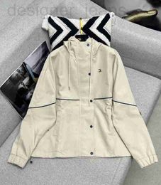 Women's Jackets designer Autumn and Winter New CE Southern Oil High Setting Simple Wind Blue Stripe Apricot Loose Comfortable Hooded Coat W7SG