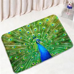 Bath Mats Chinese Style Animal Bathroom Mat Elegant Peacocks Pattern Non-Slip Bedroom Rug Door Home Decor Kitchen Doorway Carpet266t