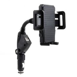Freeshiping Universal Adjustable 21mAh Rotation Dual 2 USB Port Car Lighter Charger Stand Mount Holder Bracket For iPhone 5S 5C For Sa Gdsm