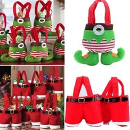 Festive Party Supplies 1pcs Christmas Decoration For Home Santa Pants Christmas Gift Treat Bag Kids Candy Bag206V