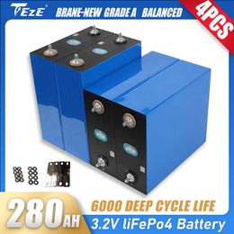 Brand New 3.2V Lifepo4 280Ah Battery 4PCS Rechargeable Batteries 280ah lifepo4 Grade A For RV boat solar System EU Tax Free