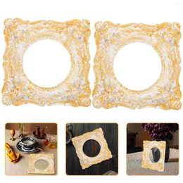 Frames 2 Pcs Gold Tiny Po Ornament Display Mini Picture Resin Pictures