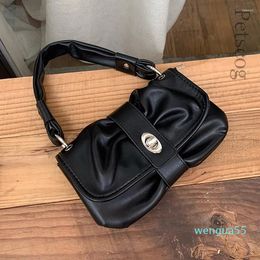 Evening Bags Designer Shoulder Women Solid Color Pleated Flap Casual Crossbody Bag Luxury Fashion Handbags For Lady 2023 Purse Black